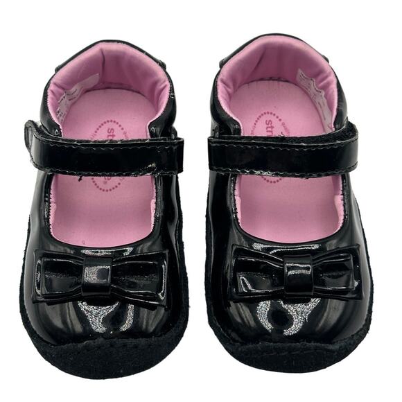 Stride Rite Black Patent Leather Bow Mary Janes Size 3 - Picture 1 of 6